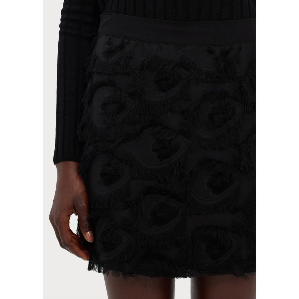 Marella Demien Mini Skirt Black Fringe High Waist Party Straight Pencil US 6 NWT - Picture 6 of 16